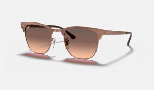 Ray Ban Clubmaster Metal @collection Men's Sunglasses Brown | ESNDH-3586